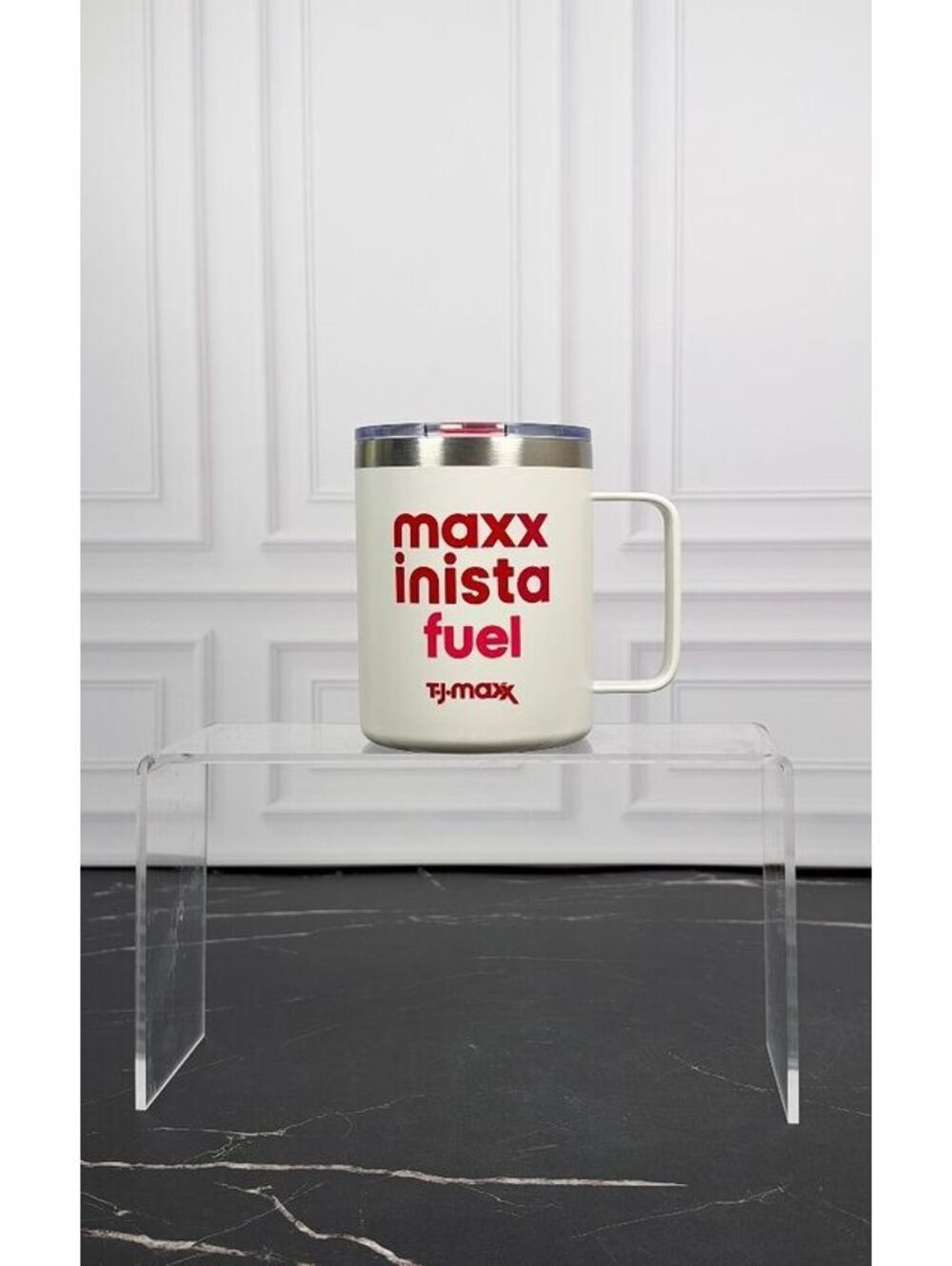 TJ Maxx Maxxinista Fuel White Insulated Travel Mug With Handle